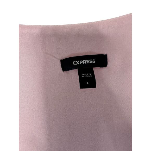 Express Pink Dressy Short Sleeve Ruffle Square Neck Baby Doll Blouse Size Large - Picture 2 of 8